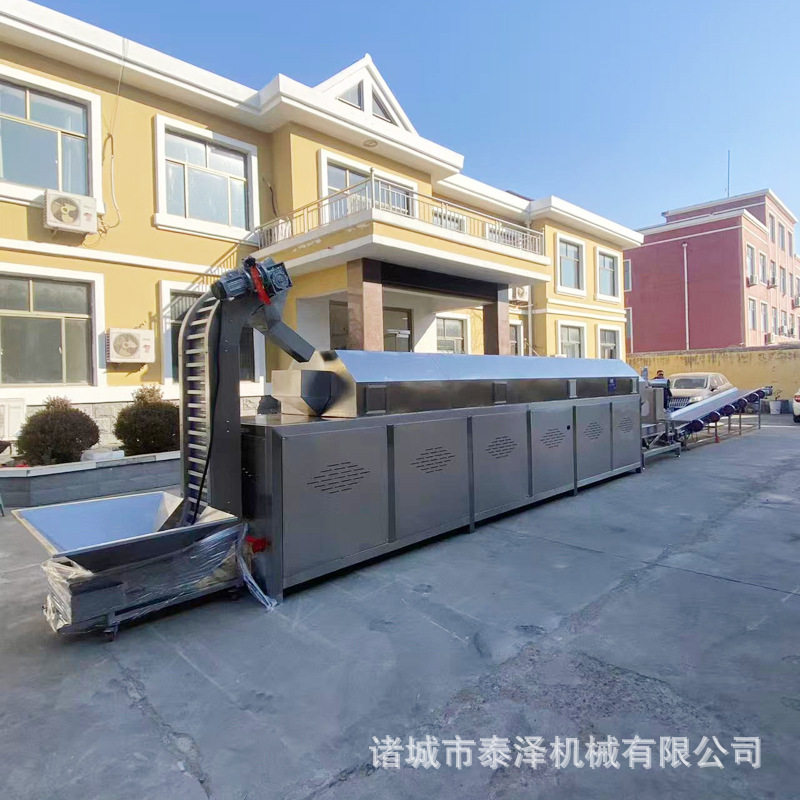 大型炒糯米流水线设备连续式炒米机工厂用大型电磁炒货机炒米机