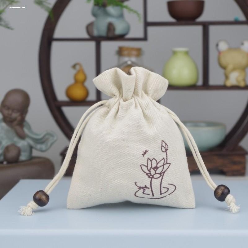 亚麻小布袋棉麻束口袋抽绳袋收纳包装袋文玩首饰手串袋子福袋