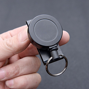 战术防丢枪纲绳不锈钢伸缩钢丝绳钥匙扣腰挂绳安全设计全金属易拉