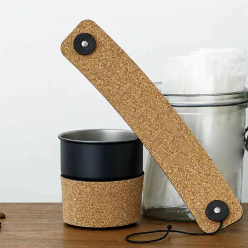 手柄手摇杯皮革咖啡杯皮套不锈钢防烫水杯保护可调节杯套