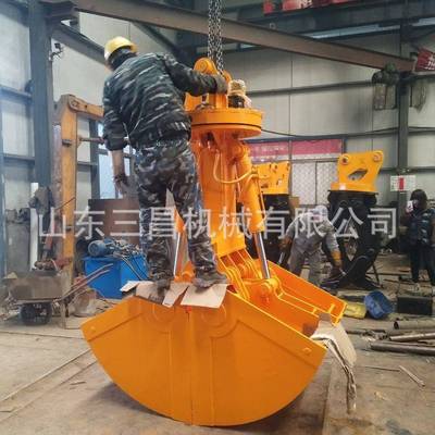 挖机抓料斗沙船装卸斗双开贝壳斗河滩洗沙挖斗旋转贝壳斗