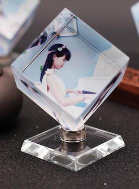 毕业季水晶旋转魔方收款码摆台制作宝宝婚纱写真生日创意节日礼物
