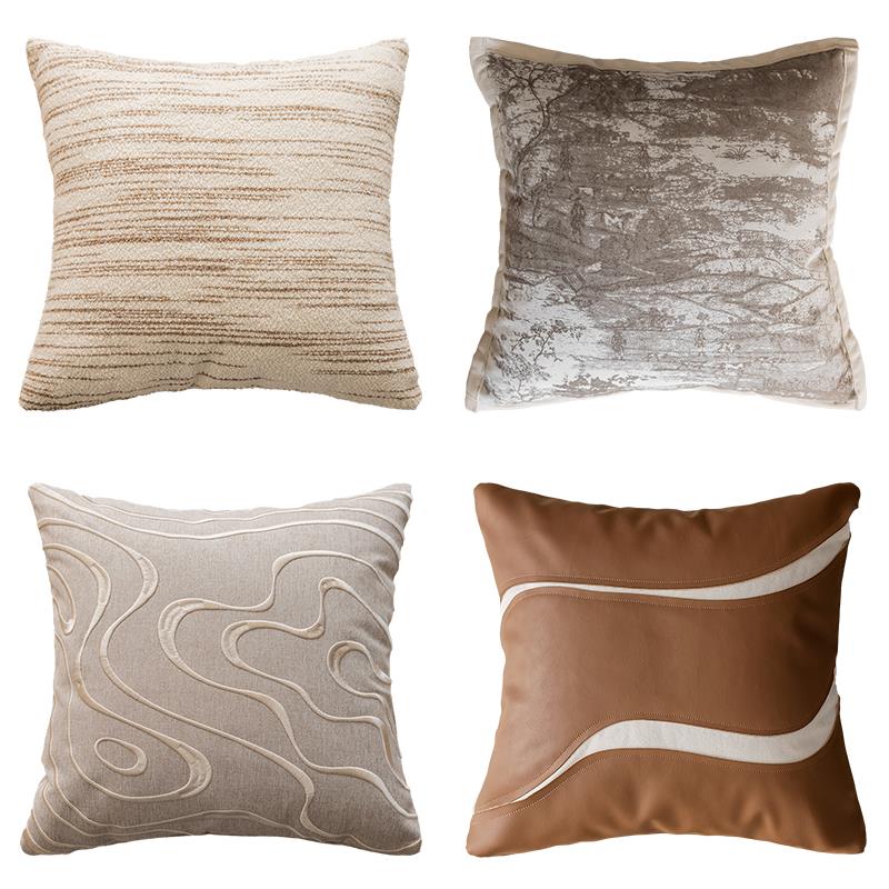 居言新中式客厅沙发抱枕套现代简约设计师靠枕床头靠垫床上靠背咖