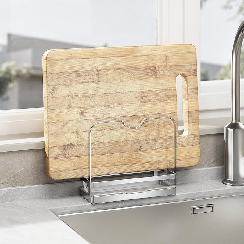 304不锈钢砧板架单格接水盘锅盖架案板架菜板架子厨房置物架托盘1