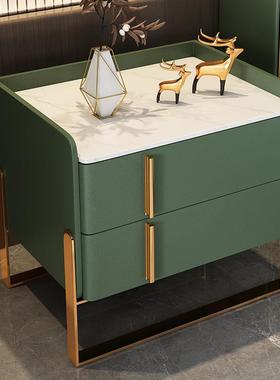 全实木绿色卧室网红岩板皮质智能充电整装收纳柜子轻奢时尚储物柜