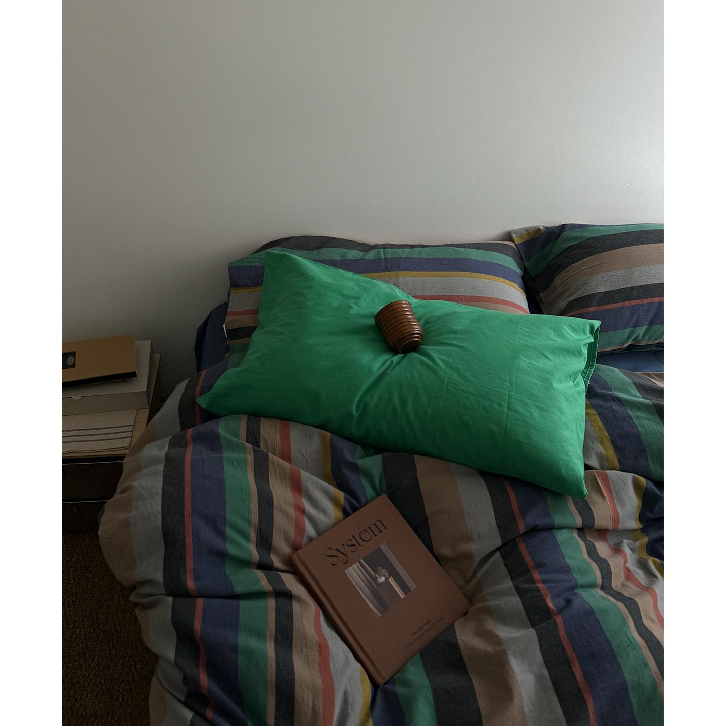 采尔马特/Vintage中古水洗棉条纹床单四件套全棉被套床笠三件套