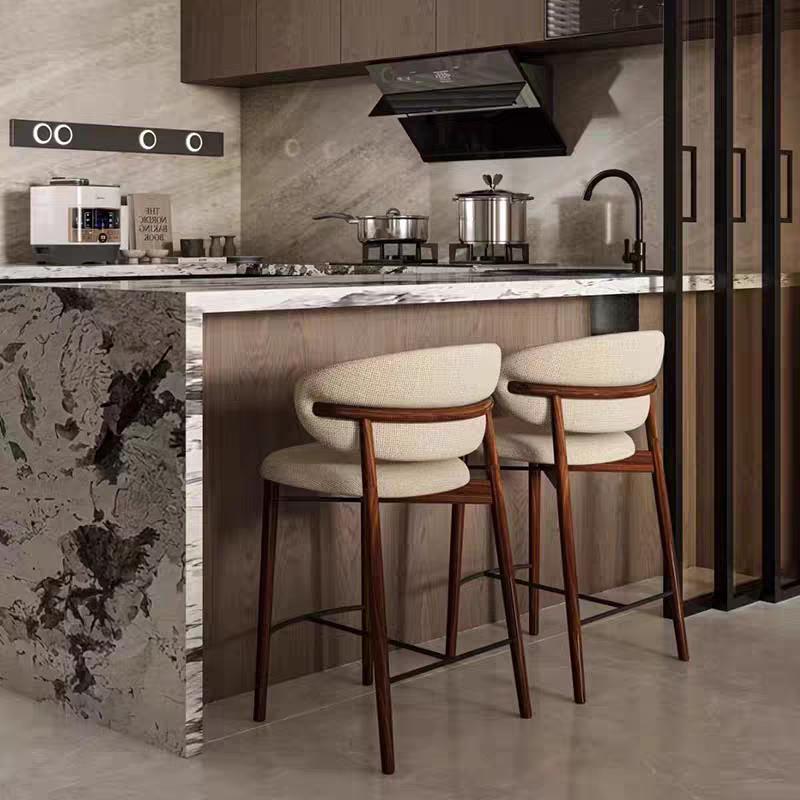 实木高脚餐椅现代简约家用高脚酒吧设计师台椅吧台脚凳靠背休闲