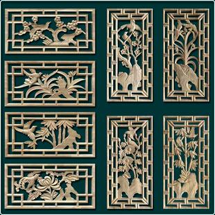 东阳木雕四季梅兰竹菊喜字福字婚庆喜事花轿子装饰雕花片木质贴花