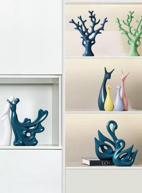 简约家居装饰品小摆件莫兰迪轻奢客厅玄关电视柜酒柜创意陶瓷摆件