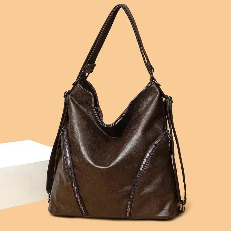 青肆专店旅行背包单肩斜跨包大容量休闲复古多用双N肩包女托特包