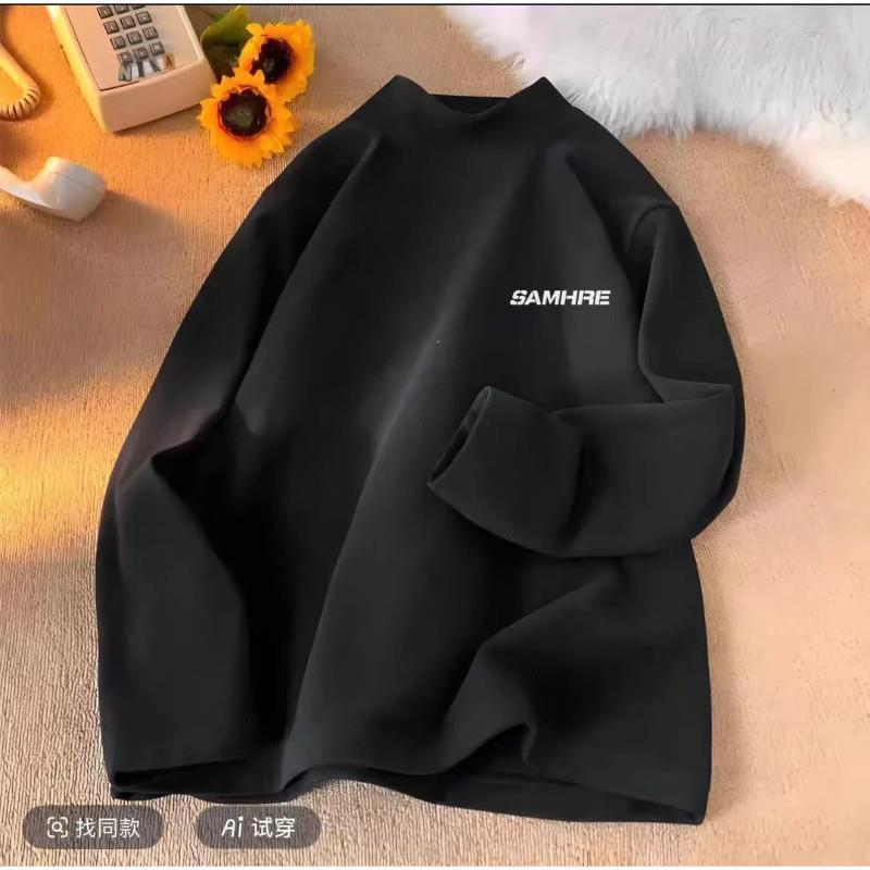 新华明百货f半高领双面绒卫衣春z秋款内搭长袖T恤保暖宽松打底衫