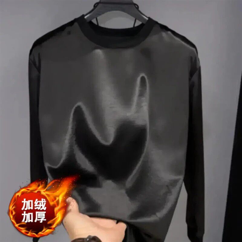 逸致衣饰秋冬男士圆领T恤新中式男款休闲圆领长袖时尚上衣