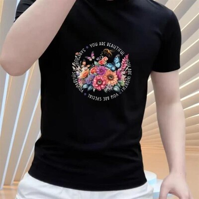 鑫晨优选1男士新款时尚潮流运动百搭修身圆领弹力高品质短袖T恤