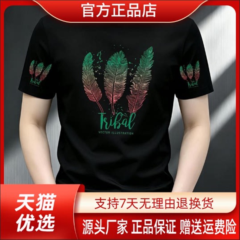 优品轻奢欧货专柜轻奢新款男装短袖夏季弹力重磅休闲圆领半袖t恤