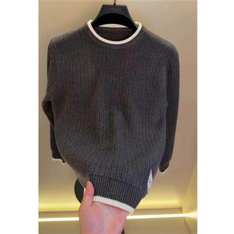 钞戈服饰2026圆领针织衫毛u衣男士秋冬保暖时尚百搭打底衫卫生衣