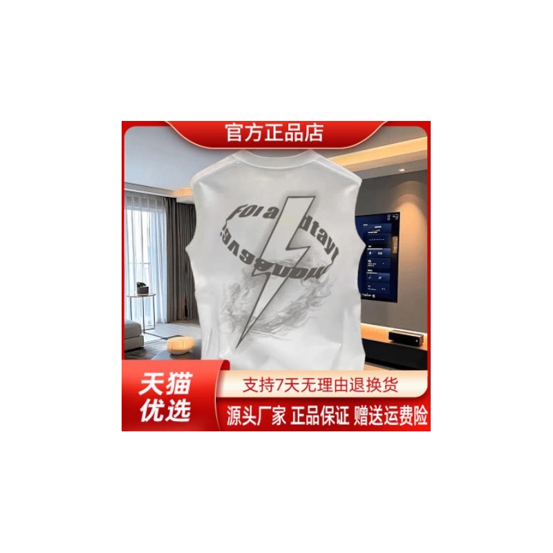 枫善服饰Amphelisia夏季潮牌设计感坎肩背心男宽松个性圆领上衣男