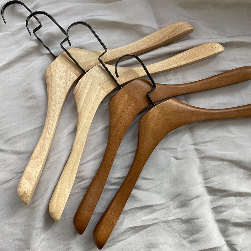 服装店原木色上色橡木清漆衣架男女防滑实木ins风衣挂韩国APM衣撑