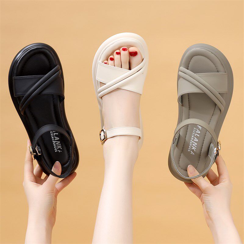 平底凉鞋女2025新款夏季时尚配裙D孕妇软底不累脚沙滩鞋大码4142