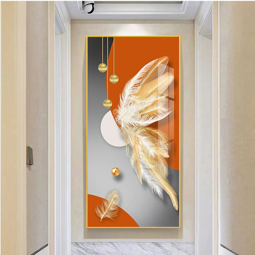 入户客厅玄关装饰画现代简约竖版走廊尽头背景招财墙壁画过道挂画