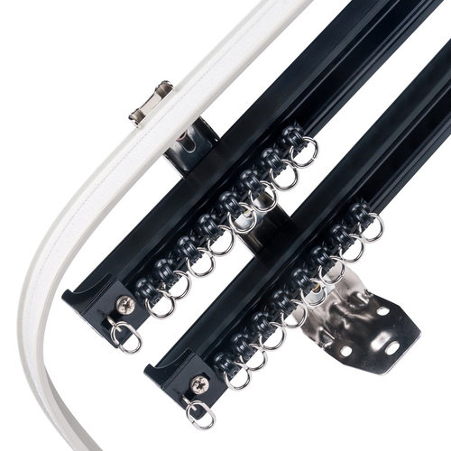 黑色铝合金窗帘轨道双轨单轨顶装侧装窗帘杆窗帘配件装窗帘轨道