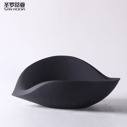 现代极简黑白陶瓷托盘民宿酒店售楼处样板间餐桌收W纳水果盘摆件