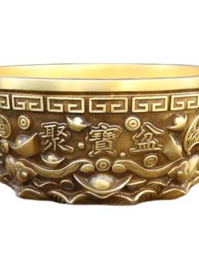 纯铜实心五福聚宝盆米斗存钱罐铜塑摆件室内客厅摆放铜器