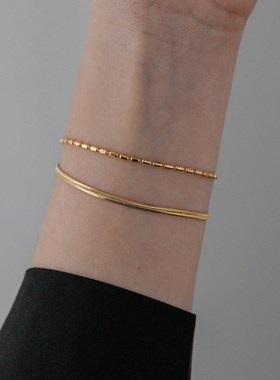 加长手链女ins小众设计简约冷淡风双层蛇骨珠链大码胖MM时尚个性