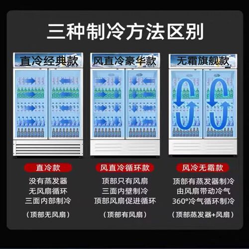 风冷铜管保鲜柜双门立式冷藏展示柜三开门酒水柜商用饮料柜啤酒柜