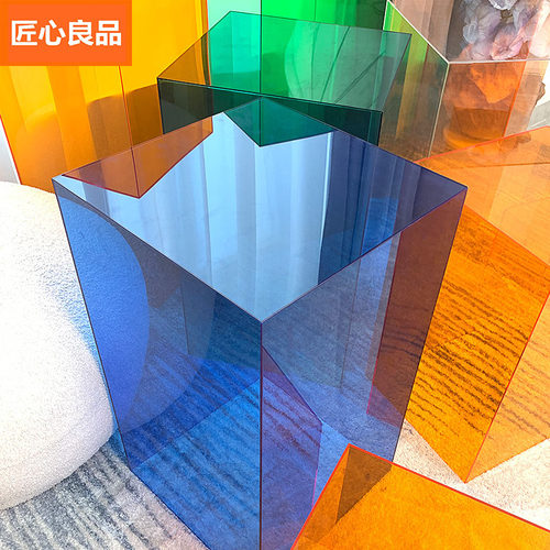 亚克力展示台e方柱型展示架商场橱窗展示台高低流水台陈列道具彩