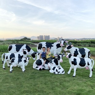 模拟牛玻璃纤维雕塑卡通动物农场草坪装 饰 饰品户外公园森林景观装