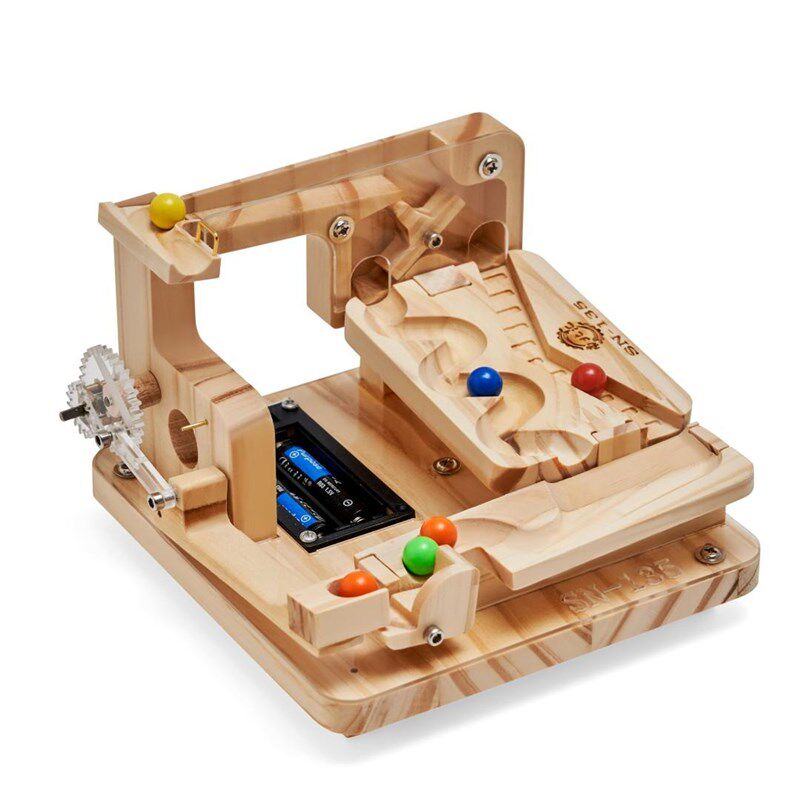 实木拼装模型益智积木玩具科学小实验手工电动滚珠积木礼盒礼物