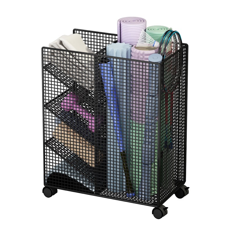 瑜伽垫收纳筐家用健身器材收纳夹缝客厅泡沫轴哑铃置物架小推车