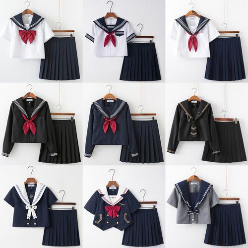 日系正统基础款长袖JK制服关西襟刺绣H软姐妹中间服水手服班服套