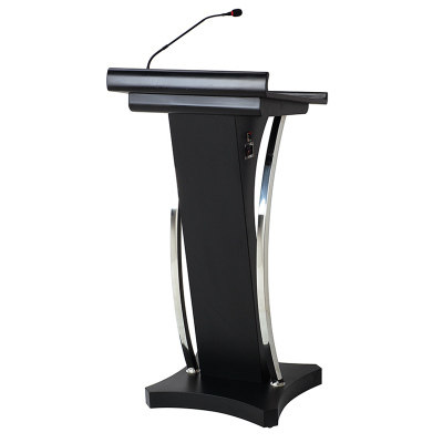 黑色讲台桌演讲台饭厅迎宾台酒店简约现代接待讲台主持台带话筒