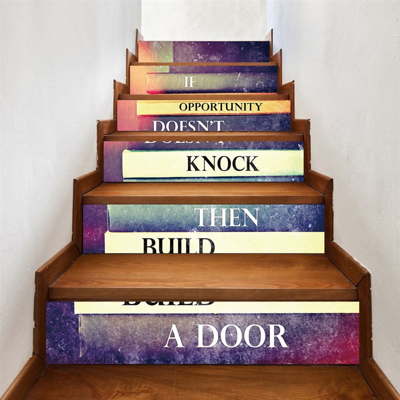 6步台阶楼梯地板贴纸英文字母自粘防滑遮丑美化装饰家居防水墙贴