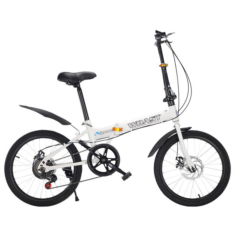 20寸自行车可带后货架双碟刹折叠变速自行车男女可带人变速自行车