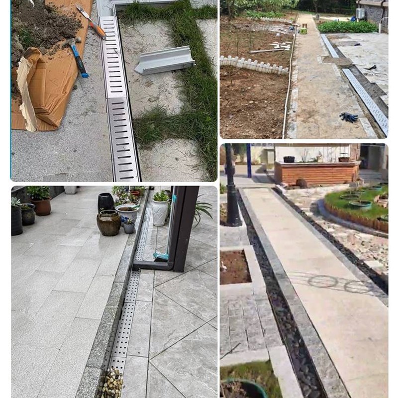 成品排水沟u型槽厨房水沟槽庭院花园地H沟下水道不锈钢盖板u形小w