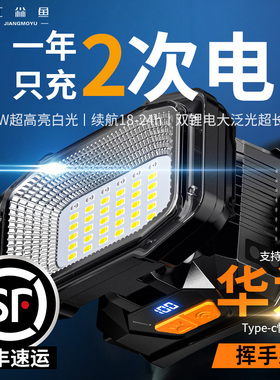 头灯2024新款强光超亮充电户外赶海大泛光头戴式钓鱼专用感应散光