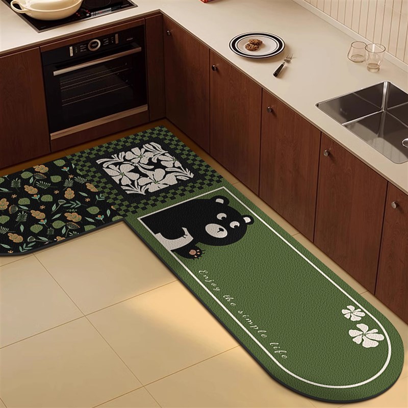 可擦免洗耐脏L型新款厨房地垫防滑防油垫门口磨砂脚垫吸水垫