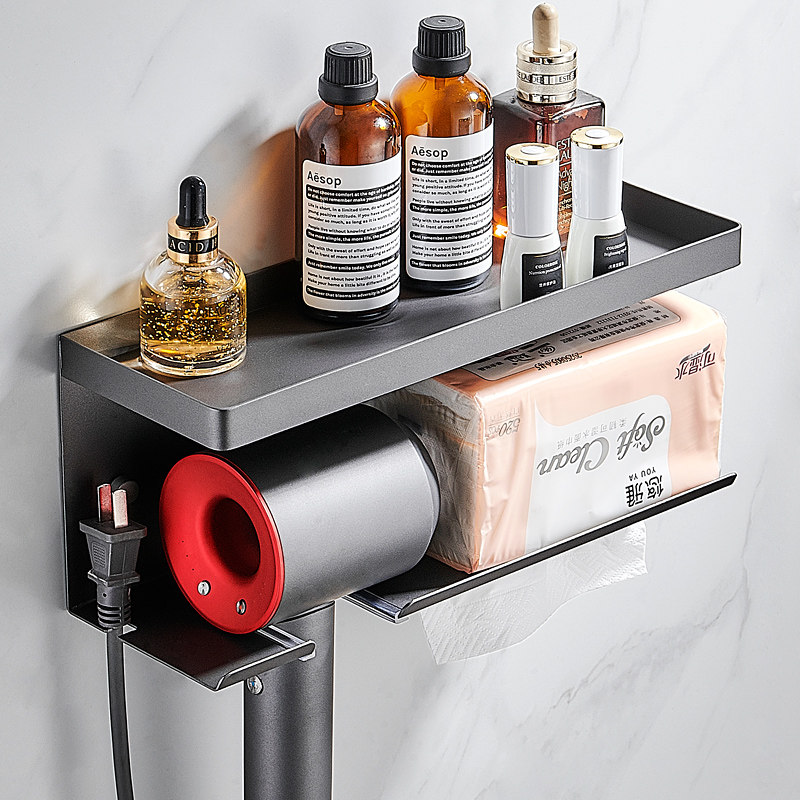 不锈钢吹风机置物架免打孔浴室挂架吹风支架子电风筒放置架壁挂式