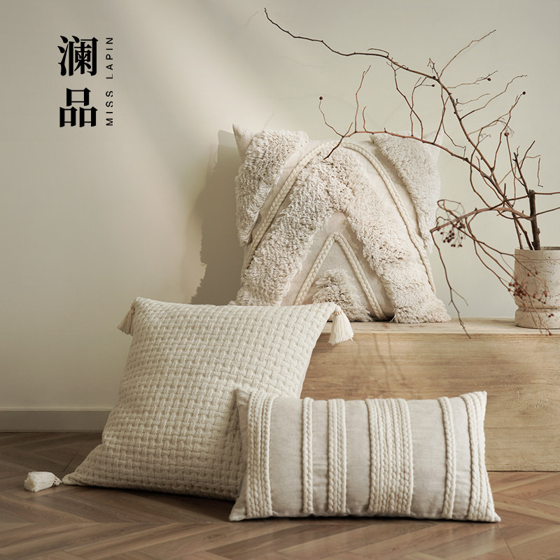 澜品云霖立体绣棉绳编织抱枕中式靠枕客厅靠背沙发腰枕靠垫,居家布艺,靠垫/抱枕,淘宝优惠券,粉丝福利购,淘宝优惠卷