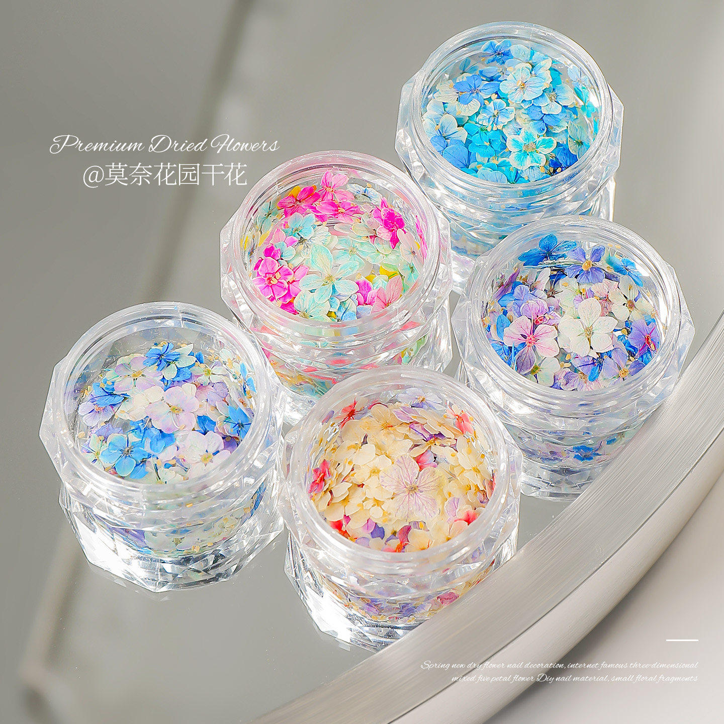 潮际莫奈花园干花指甲装饰片精致彩色小花美甲贴片DIY指甲饰品