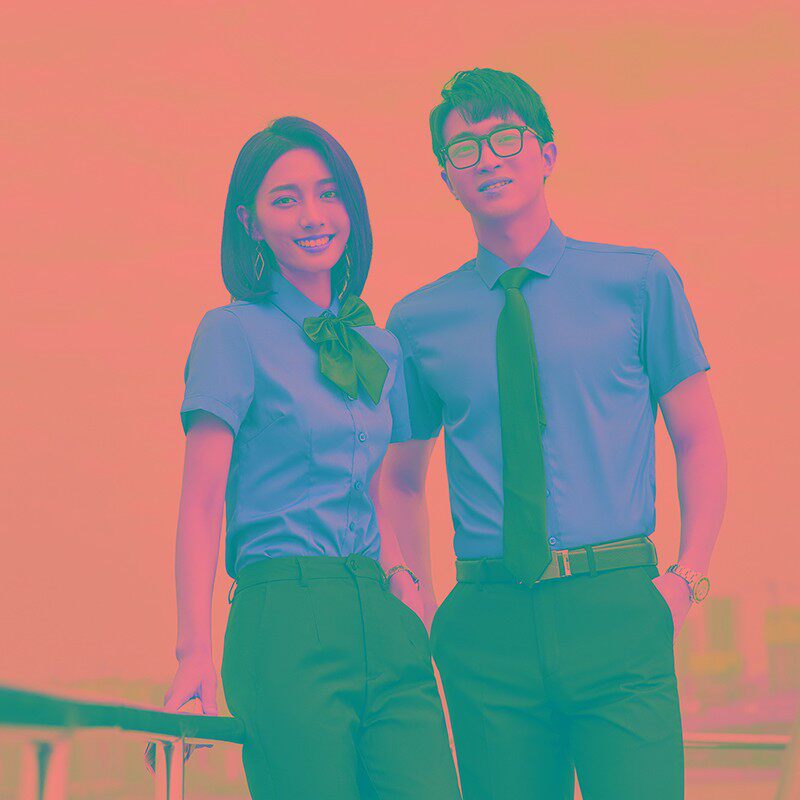 定制男女职业装夏季工衣衬衣房地产公司销售工作服正装衬X衫绣log