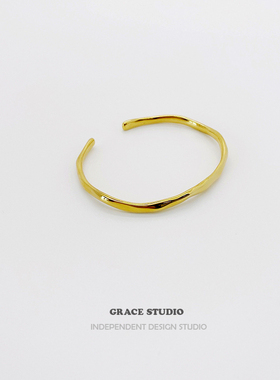 G/S米罗艺术 极简不规则线条金属手镯女冷淡风法式开口时髦手镯