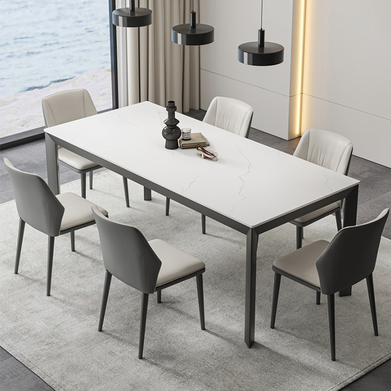 意式极简德利丰岩板餐桌椅组合别墅高端家用西餐桌现代简约吃饭桌