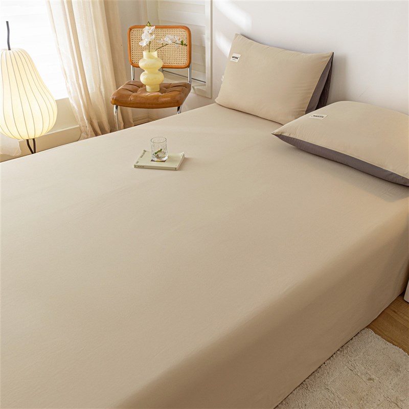 纯棉磨毛床单单件100全棉加厚学生宿舍单人床纯色被单枕套三件套2