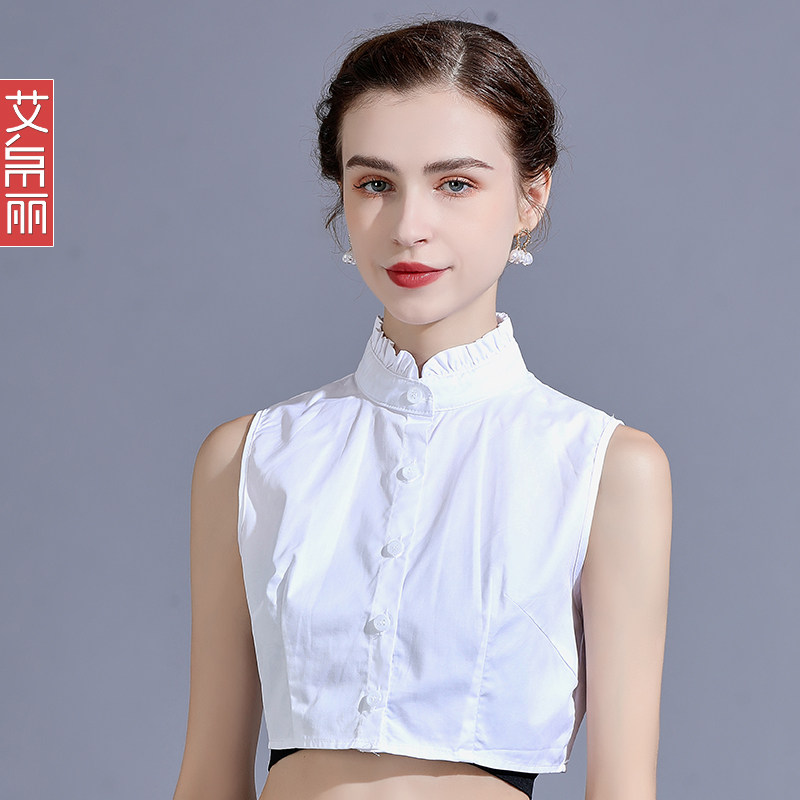 白色纯棉假领子女百搭假领秋冬保暖装饰打底衬衣木耳边衬衫假衣领