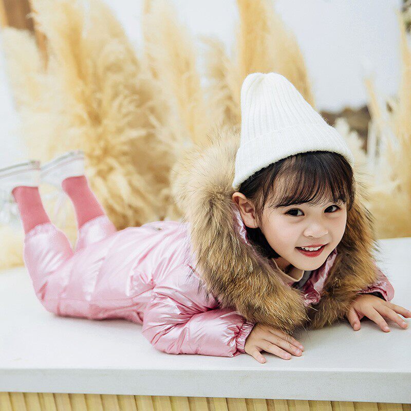 宝宝连体羽绒服男婴儿羽绒连体衣加厚女幼童羽绒外出爬服反季套装