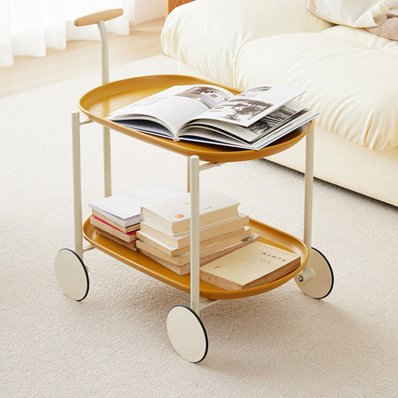 奶油风沙发边几茶几落地摆件小推车收纳置物架现代简约客厅装饰品
