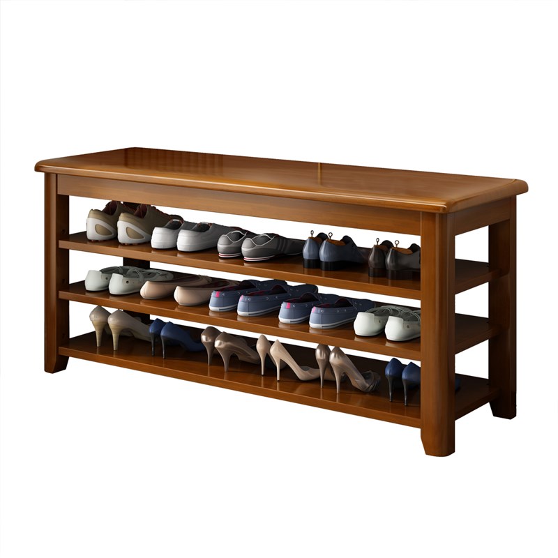 鞋架带换鞋凳小尺寸全实木可坐一体家用进门口入户白色穿鞋凳子窄